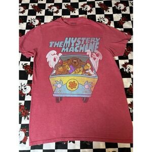 Scooby-Doo Mystery Machine Graphic T-Shirt Womens Small Red Cartoon Tee